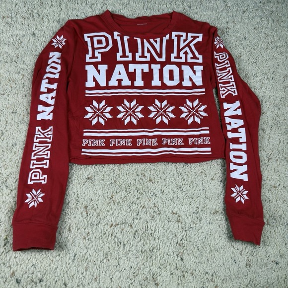 Victoria's Secret Tops - Victoria's Secret Pink Nation Woman's‎ Long Sleeve T-shirt Small